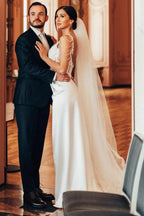 Vestidos de novia vintage largos de sirena con cuentas, sin mangas y encaje