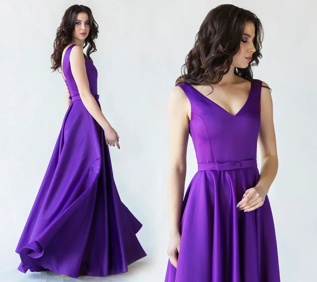 Vestido de Cetim para Baile Vestido Formal com Cordões SYP187