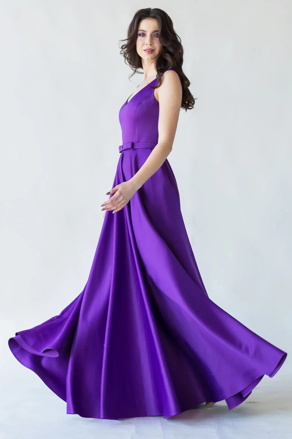 Vestido de Cetim para Baile Vestido Formal com Cordões SYP187