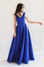 Vestido de Cetim para Baile Vestido Formal com Cordões SYP187