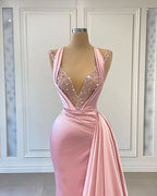 Robe longue rose de bal, robe de concours, robe de soirée, robe de fête de fin d'études Y562