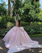 Vestido Rosa Deslumbrante para 16 Anos, Vestido de Baile Rosa com Borboletas, Vestido de Princesa em Tule Rosa Y2336