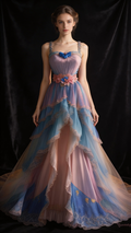 Fairy Colorful Tulle Lace Tiered Ball Gown Long Prom Dress Y7792 by simplepromdress