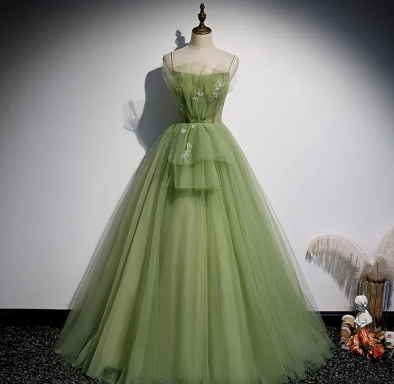 Mädchen Festliches Abendkleid Damen Ballkleider Party Abschlusskleider Lange Grüne Festkleider Y4379