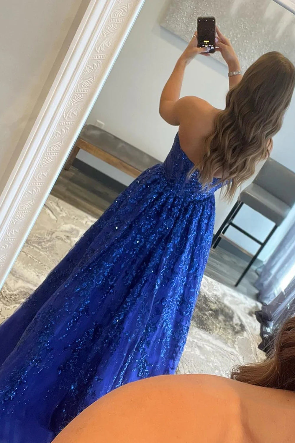 Roycebridal Zara | Langes Ballkleid aus A-Linien-Spitze mit Pailletten und Taschen