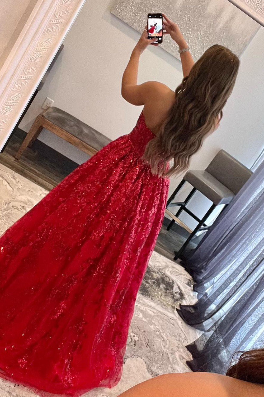 Roycebridal Zara | Langes Ballkleid aus A-Linien-Spitze mit Pailletten und Taschen