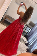 Roycebridal Zara | Langes Ballkleid aus A-Linien-Spitze mit Pailletten und Taschen