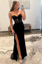 Roycebridal Amaya | Abito lungo in raso a tubino con scollo a cuore e spacco per ballo di fine anno