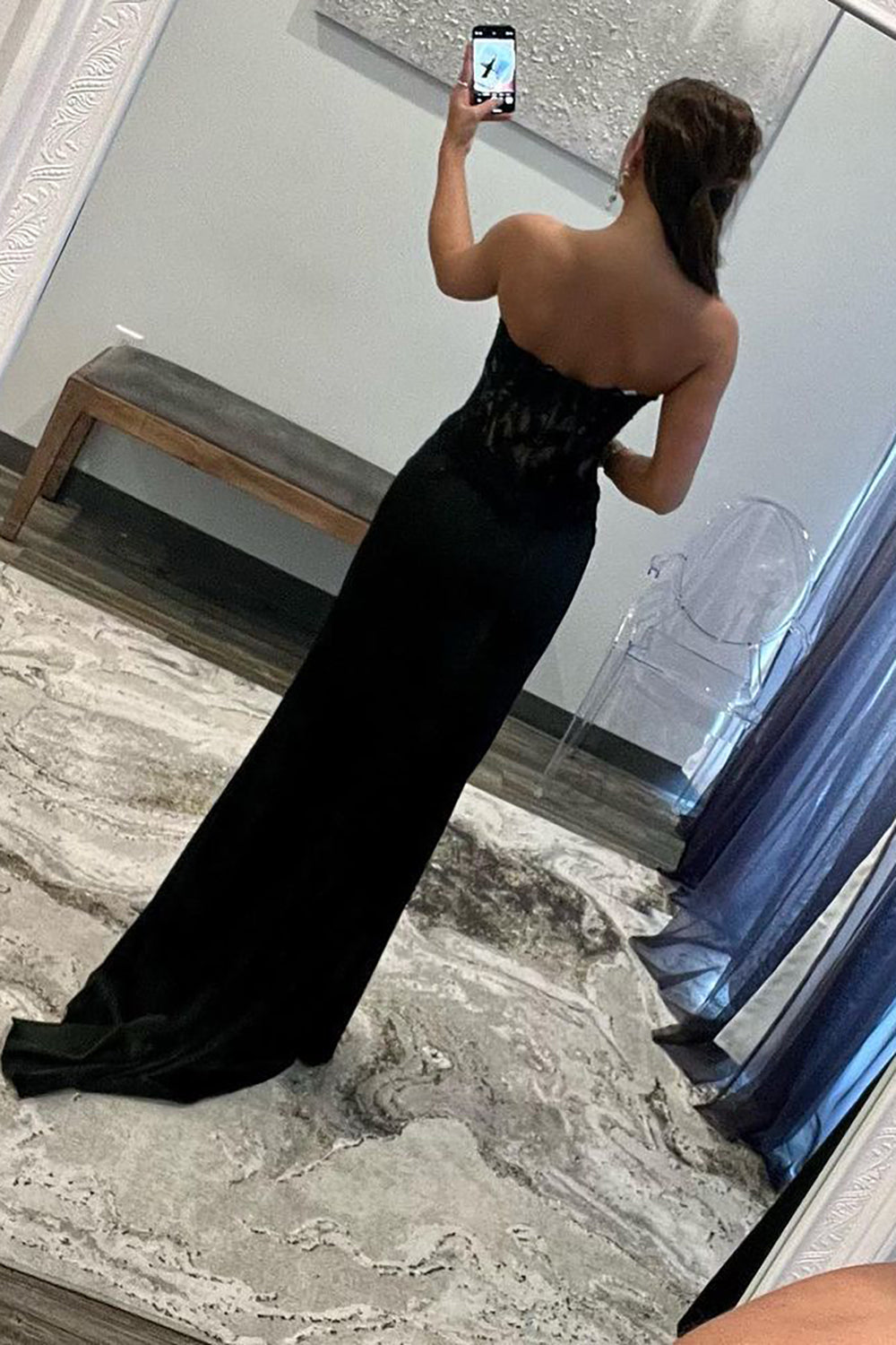 Roycebridal Amaya | Abito lungo in raso a tubino con scollo a cuore e spacco per ballo di fine anno