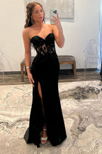 Roycebridal Amaya | Abito lungo in raso a tubino con scollo a cuore e spacco per ballo di fine anno