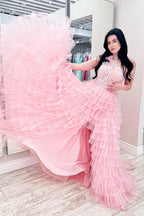 Roycebridal Kinsley | A Line One Shoulder Tiered Long Prom Dress