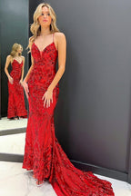 Roycebridal Alexa | Langes Ballkleid im Meerjungfrauen-Stil mit Pailletten und Schleppe