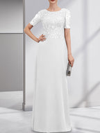A-line Scoop Floor-Length Lace Chiffon Mother of the Bride Dress With Sequins