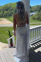 Vestidos Longos de Festa com Lantejoulas, Sem Costas, Modelo Sereia, Vestido Formal