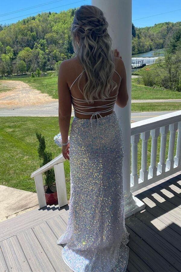 Vestidos Longos de Festa com Lantejoulas, Sem Costas, Modelo Sereia, Vestido Formal