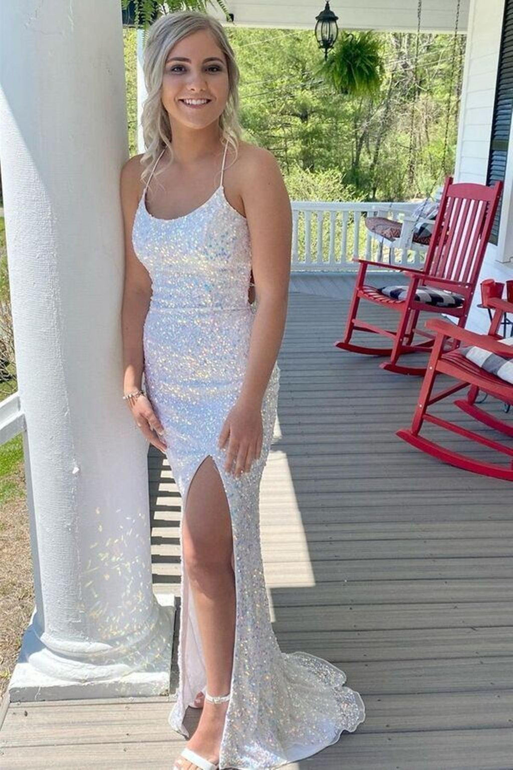 Vestidos Longos de Festa com Lantejoulas, Sem Costas, Modelo Sereia, Vestido Formal