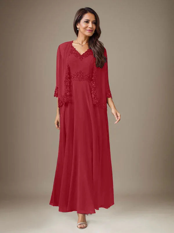 Abito a linea A in chiffon con paillettes color prugna