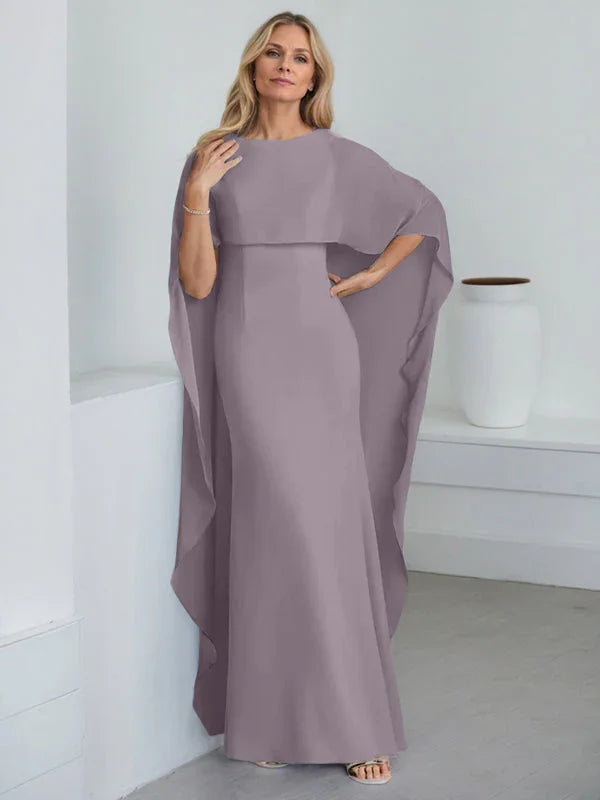 Vestido de madrina de novia de gasa largo hasta el suelo con corte recto y volantes en cascada