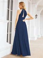 Halter Sleeveless Bridesmaid Dresses Long for Party Wedding Evening 28054