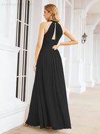 Halter Sleeveless Bridesmaid Dresses Long for Party Wedding Evening 28054