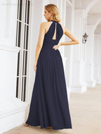 Halter Sleeveless Bridesmaid Dresses Long for Party Wedding Evening 28054