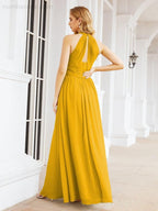 Halter Sleeveless Bridesmaid Dresses Long for Party Wedding Evening 28054
