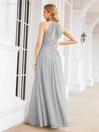 Halter Sleeveless Bridesmaid Dresses Long for Party Wedding Evening 28054