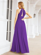 Halter Sleeveless Bridesmaid Dresses Long for Party Wedding Evening 28054