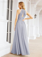 Halter Sleeveless Bridesmaid Dresses Long for Party Wedding Evening 28054