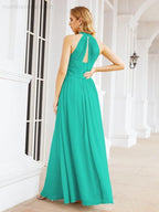 Halter Sleeveless Bridesmaid Dresses Long for Party Wedding Evening 28054