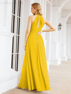 Halter Sleeveless Bridesmaid Dresses Long for Party Wedding Evening 28054