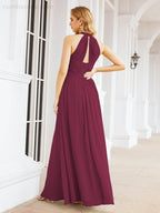 Halter Sleeveless Bridesmaid Dresses Long for Party Wedding Evening 28054