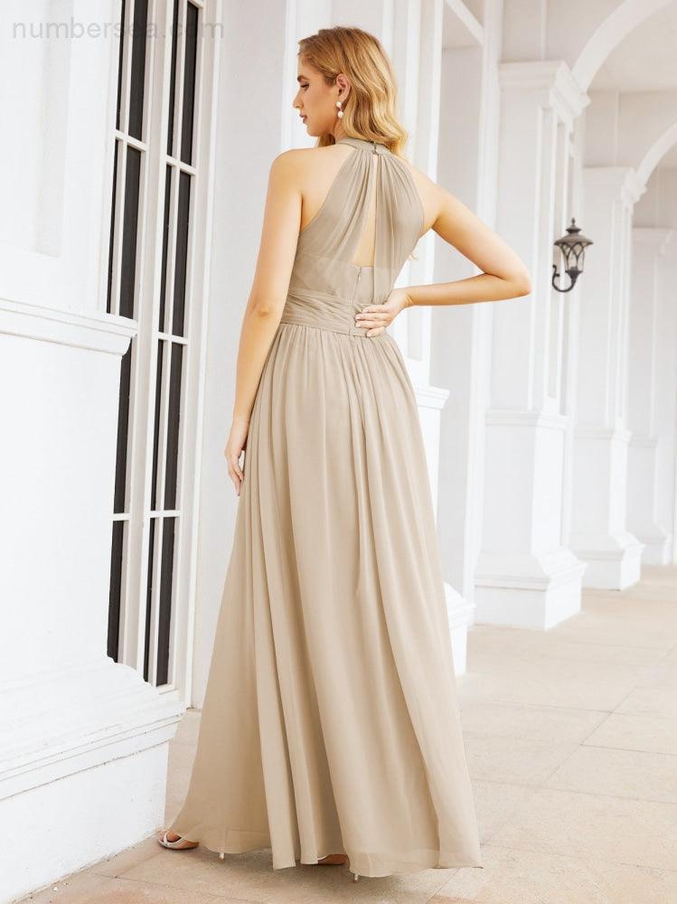 Halter Sleeveless Bridesmaid Dresses Long for Party Wedding Evening 28054