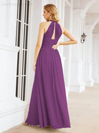 Halter Sleeveless Bridesmaid Dresses Long for Party Wedding Evening 28054