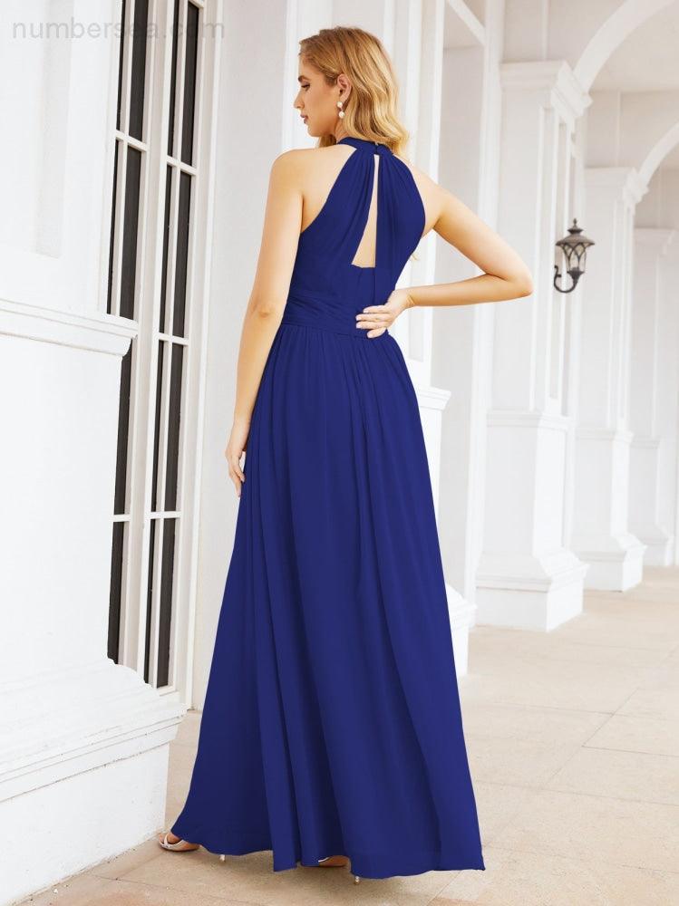 Halter Sleeveless Bridesmaid Dresses Long for Party Wedding Evening 28054