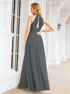 Halter Sleeveless Bridesmaid Dresses Long for Party Wedding Evening 28054