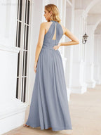 Halter Sleeveless Bridesmaid Dresses Long for Party Wedding Evening 28054
