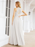 Halter Sleeveless Bridesmaid Dresses Long for Party Wedding Evening 28054