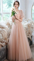 Robe de bal longue en tulle rose coupe évasée robe de soirée rose Y1926