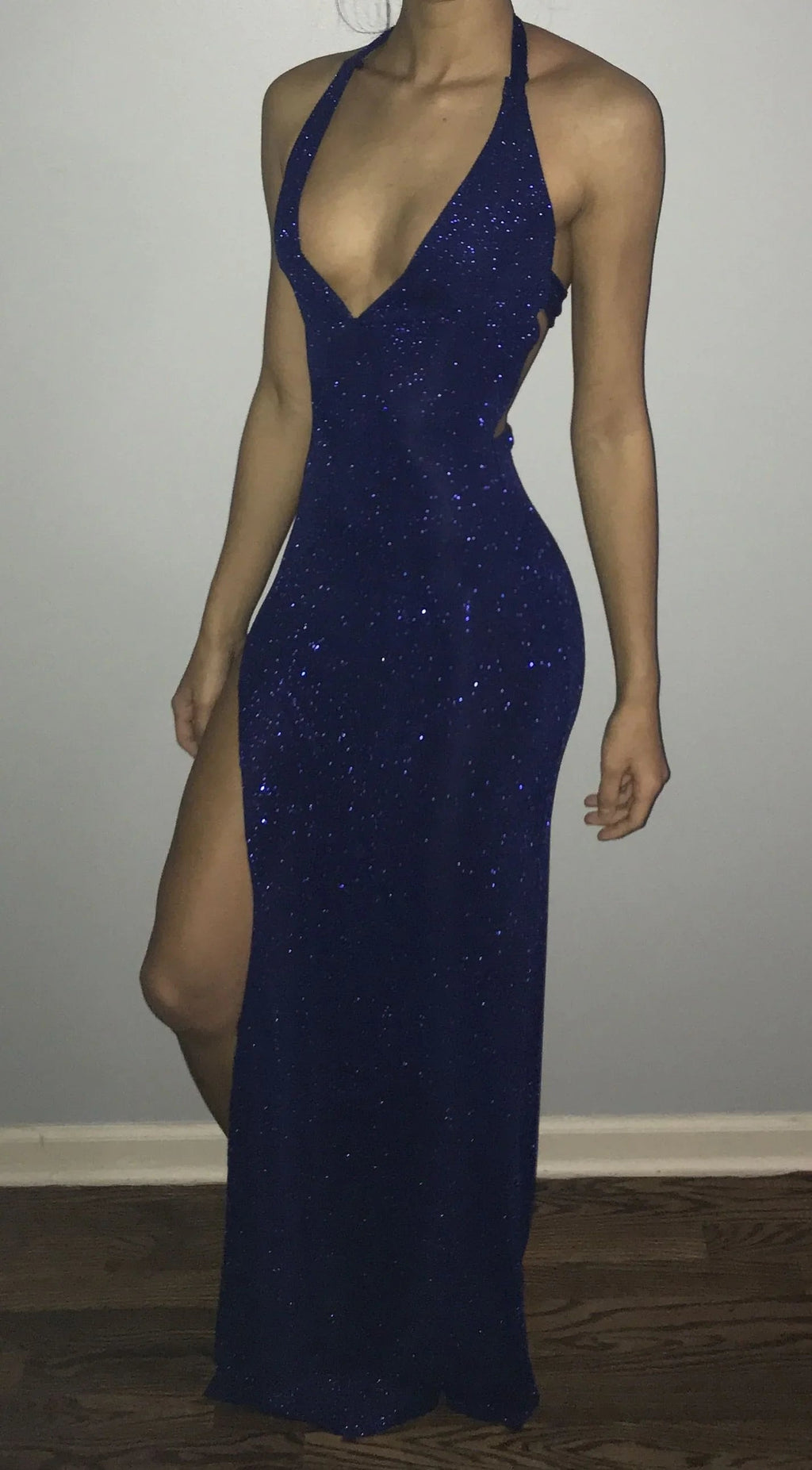 Vestido de Noite Azul Real Sedutor Vestido de Baile Azul Real Brilhante Y4419