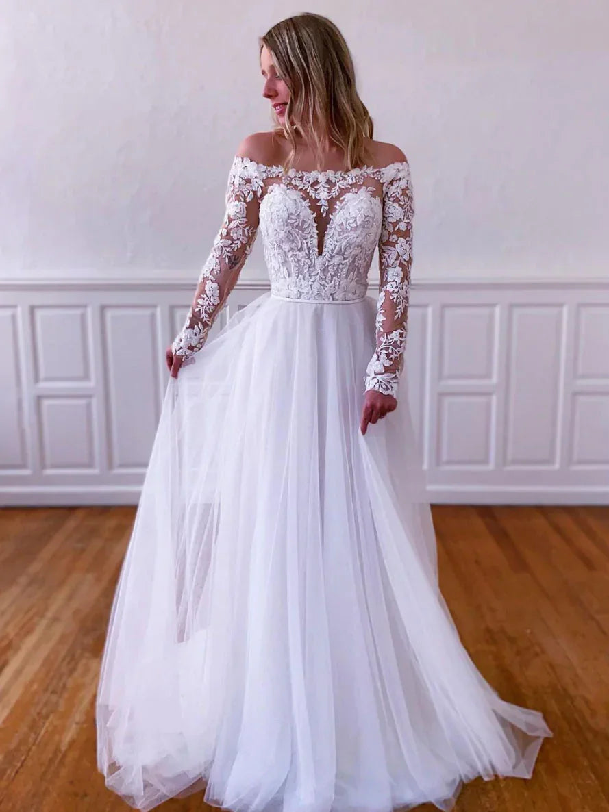 Robe longue de bal en tulle de dentelle blanche, robe de soirée en tulle de dentelle blanche Y251