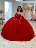 Vestidos Vermelhos para Quinceanera com Aplicações de Renda em Decote Coração Vestido Doce 16 Vestidos de Baile Y179