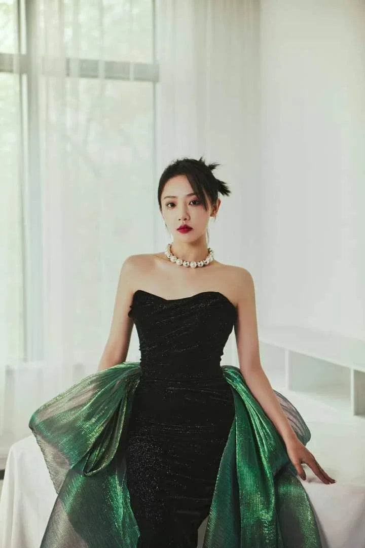 Chic Mermaid Strapless Prom Dress Mermaid Evening Dress Formal Gown Y4551