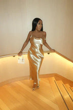 Robe de soirée élégante à fines bretelles spaghetti, dos nu, robe de cérémonie formelle, robe de soirée sexy Y410