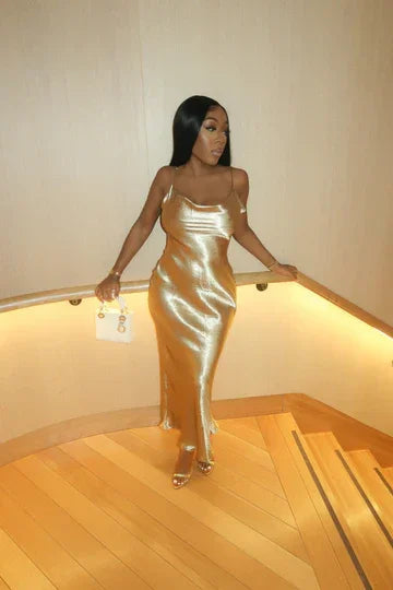 Robe de soirée élégante à fines bretelles spaghetti, dos nu, robe de cérémonie formelle, robe de soirée sexy Y410