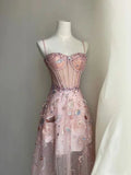 Vestido de Baile Cor-de-Rosa Sexy em Linha A Vestido de Noite Cor-de-Rosa Y6541