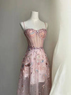 Vestido de Baile Cor-de-Rosa Sexy em Linha A Vestido de Noite Cor-de-Rosa Y6541