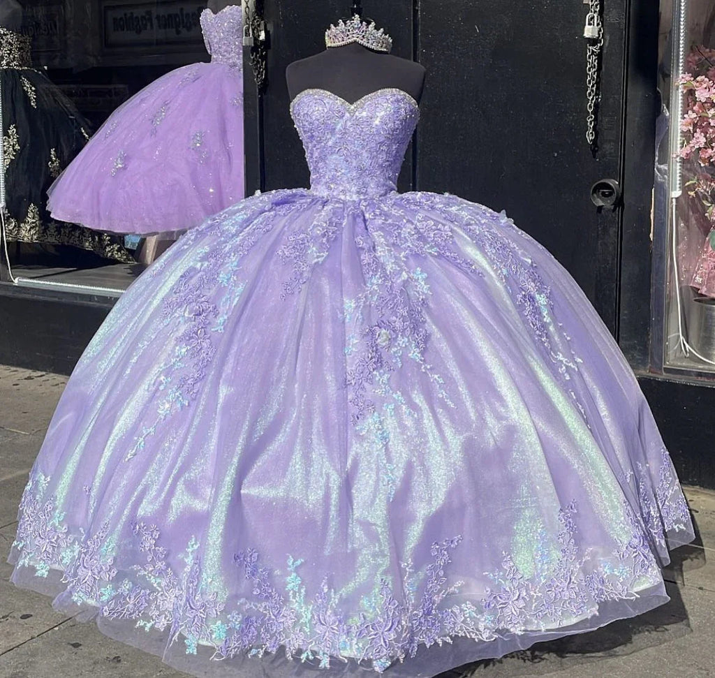 Robe de bal Princesse en dentelle lavande pour Quinceañera Robe douce seize ans Y2119