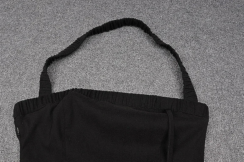 Robe de bal noire pour femme à col licou avec fente Robe de soirée noire sans manches sexy Y1161