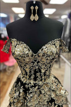 Fuchsia Princess Off the Shoulder Long Tiered Corset Prom Dress with Sequins